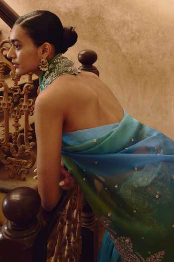 Anushree Reddy Shae Ombre Saree With Unstitched Blouse Fabric
