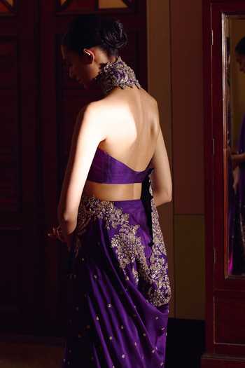 Anushree Reddy Athena Zardozi Saree With Unstitched Blouse Fabric