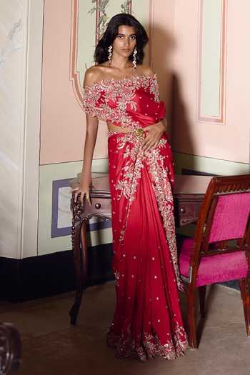Anushree Reddy Athena Saree With Unstitched Blouse Fabric