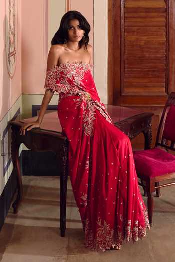 Anushree Reddy Athena Saree With Unstitched Blouse Fabric