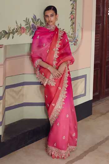 Anushree Reddy Sharmaine Saree With Unstitched Blouse Fabric