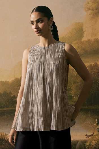 Chandrima Silver Textured Top