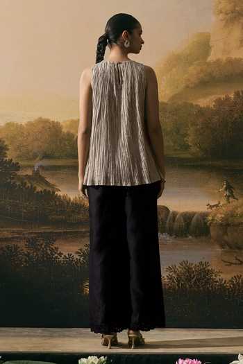 Chandrima Silver Textured Top