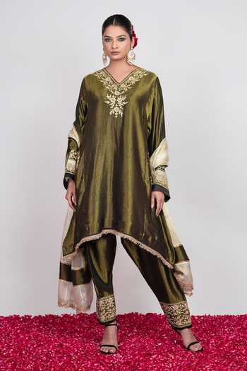 Daljit Sudan Deep Forest Embroidered Kurta Salwar Set 