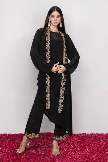 Daljit Sudan Asymmetric Embroidered Kurta Pant Set 
