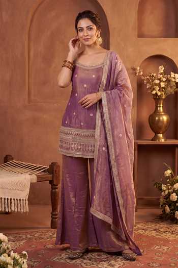 Khwaab By Sanjana Lakhani Embroidered Kurta Palazzo & Dupatta Set 