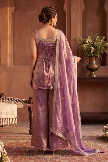 Khwaab By Sanjana Lakhani Embroidered Kurta Palazzo & Dupatta Set 