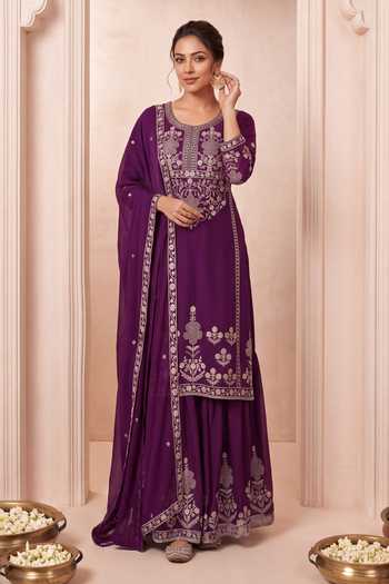 Khwaab By Sanjana Lakhani Floral Embroidered Kurta Palazzo Set 