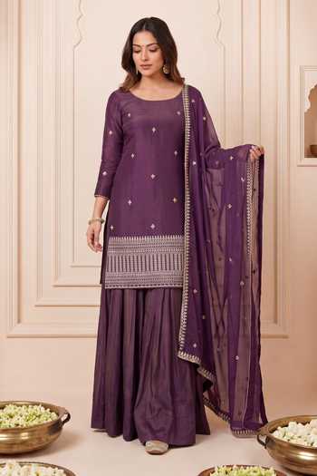 Khwaab By Sanjana Lakhani Embroidered Straight Kurta Palazzo Set 