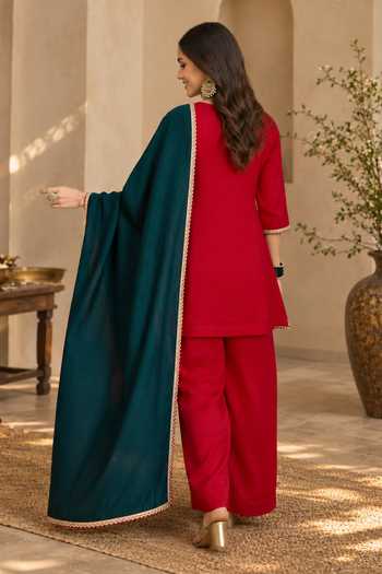 Jhambthreads Placement Embroidered Kurta Set 