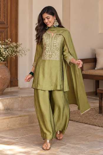 Jhambthreads Mirror Work Kurta Set 