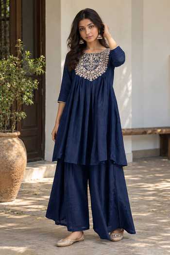 Jhambthreads Embroidered Anarkali With Palazzo 