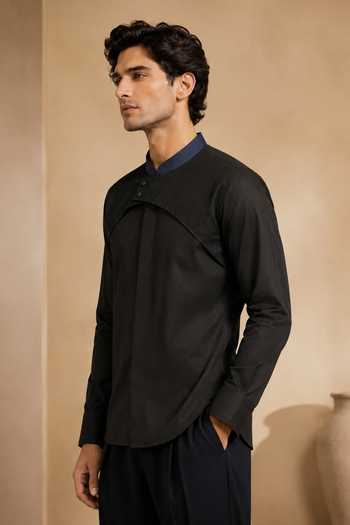 Buy Mayank Modi - Men Black Cotton The Sesame Shirt Online at Aza Fashions Buy_Mayank Modi - Men_Black Cotton The Sesame Shirt _Online_at_Aza_Fashions