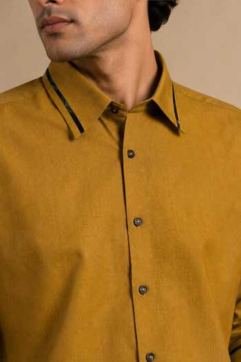 Mayank Modi - Men Blue Cotton, Muslin The Tuscan Sun Printed Shirt Online at Aza Fashions Mayank Modi - Men_Blue Cotton, Muslin The Tuscan Sun Printed Shirt _Online_at_Aza_Fashions
