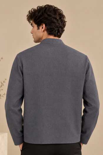 Mayank Modi - Men The Slate Grey Origami Bomber Jacket