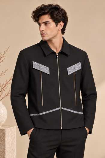 Mayank Modi - Men Onyx Terrazzo Bomber Jacket