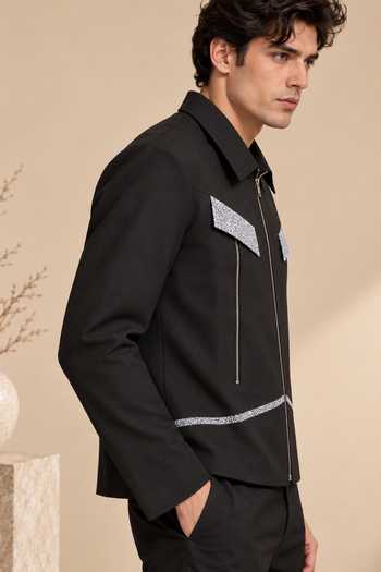 Buy Mayank Modi - Men Black Cotton Onyx Terrazzo Bomber Jacket Online at Aza Fashions Buy_Mayank Modi - Men_Black Cotton Onyx Terrazzo Bomber Jacket _Online_at_Aza_Fashions