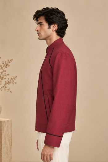 Buy Mayank Modi - Men Black Cotton The Spiced Plum Bomber Jacket Online at Aza Fashions Buy_Mayank Modi - Men_Black Cotton The Spiced Plum Bomber Jacket _Online_at_Aza_Fashions
