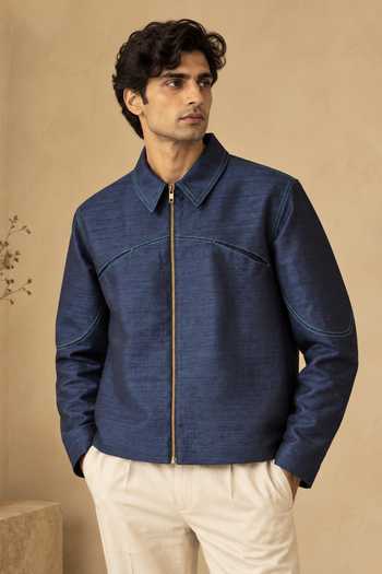 Mayank Modi - Men The Blue Iris Bomber Jacket