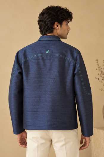 Mayank Modi - Men The Blue Iris Bomber Jacket