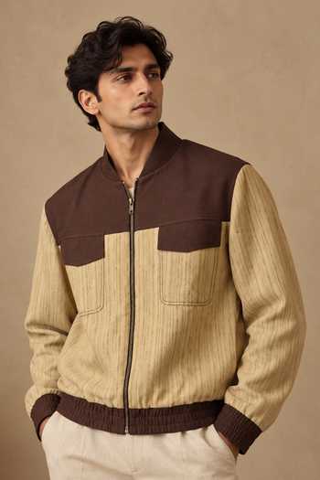 Mayank Modi - Men Roasted Espresso & Oat Bomber Jacket