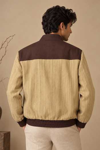 Mayank Modi - Men Roasted Espresso & Oat Bomber Jacket