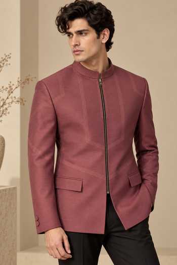 Mayank Modi - Men Rosewood Embroidered Bandhgala 