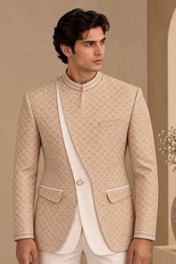 Mayank Modi - Men Chanderi Embroidered Bandhgala 