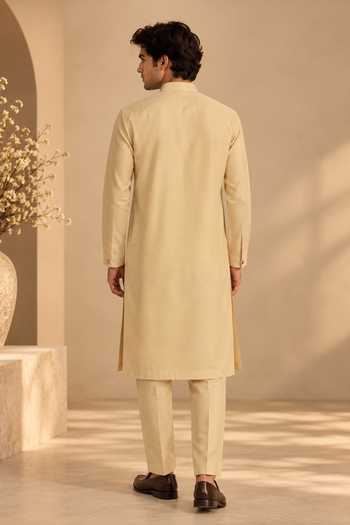 Mayank Modi - Men Sandalwood Blossom Embroidered Kurta Set
