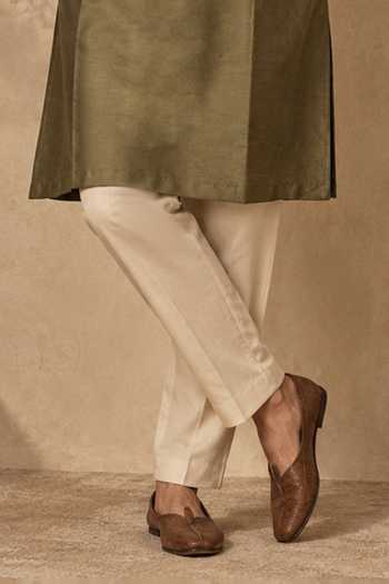Mayank Modi - Men_Beige Cotton, Silk Embroidered Kurta Set _Online_at_Aza_Fashions