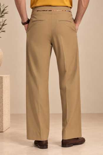 Mayank Modi - Men_Beige Cotton The Camel Trouser _Online_at_Aza_Fashions