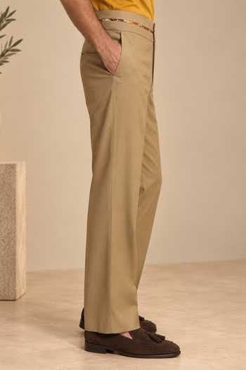 Shop_Mayank Modi - Men_Beige Cotton The Camel Trouser _Online_at_Aza_Fashions