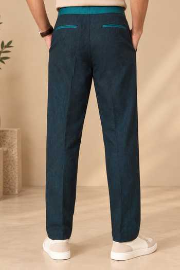 Buy Mayank Modi - Men Navy Linen The Peacock Trouser Online at Aza Fashions Buy_Mayank Modi - Men_Navy Linen The Peacock Trouser _Online_at_Aza_Fashions