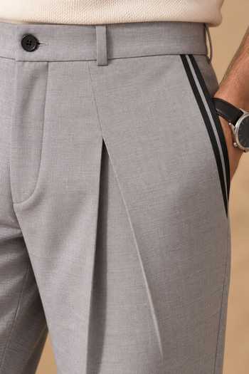 Mayank Modi - Men Grey Cotton The Earl Trouser Online at Aza Fashions Mayank Modi - Men_Grey Cotton The Earl Trouser _Online_at_Aza_Fashions