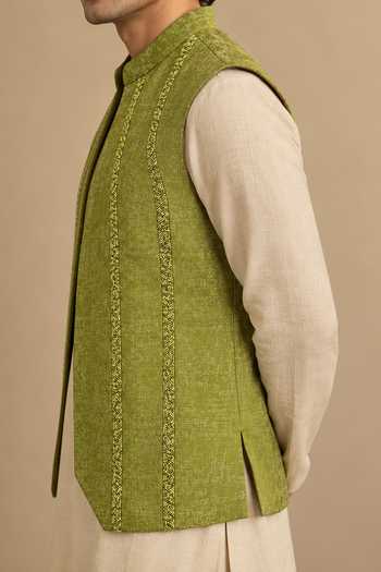 Buy Mayank Modi - Men Green Silk, Jacquard Sweet Lime Woven Nehru Jacket Online at Aza Fashions Buy_Mayank Modi - Men_Green Silk, Jacquard Sweet Lime Woven Nehru Jacket _Online_at_Aza_Fashions