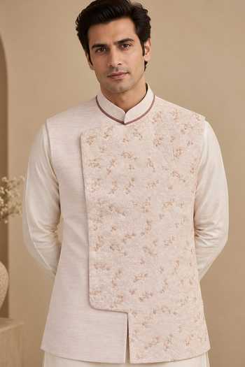 Mayank Modi - Men The Rose Macaron Nehru Jacket