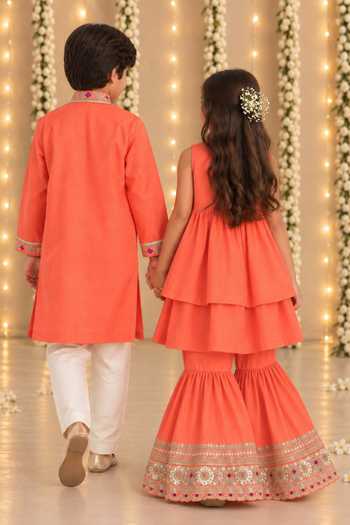 MI Dulce An'Ya Embroidered Top & Layered Sharara Set