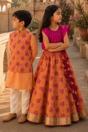 MI Dulce An'Ya Printed Bundi & Kurta Set