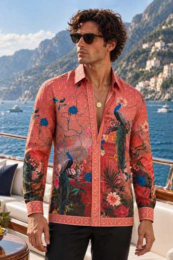Mr. Ajay Kumar Riyaz Red Printed Shirt 