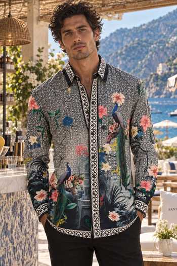 Mr. Ajay Kumar Riyaz Black Printed Shirt 