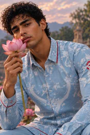 Mr. Ajay Kumar Grey Cotton Ritiz Printed Shirt And Pant Set Online at Aza Fashions Mr. Ajay Kumar_Grey Cotton Ritiz Printed Shirt And Pant Set _Online_at_Aza_Fashions