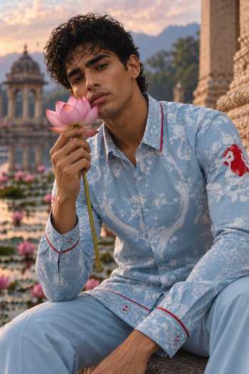 Buy Mr. Ajay Kumar Grey Cotton Ritiz Printed Shirt And Pant Set Online at Aza Fashions Buy_Mr. Ajay Kumar_Grey Cotton Ritiz Printed Shirt And Pant Set _Online_at_Aza_Fashions