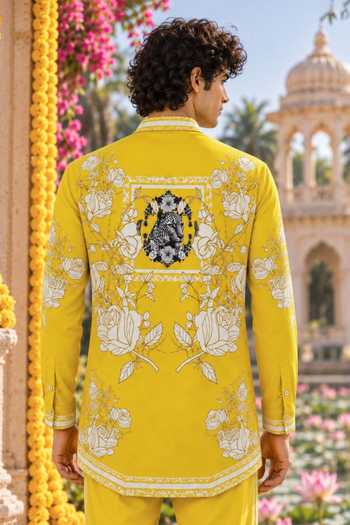 Mr. Ajay Kumar Bharat Yellow Printed Shirt 