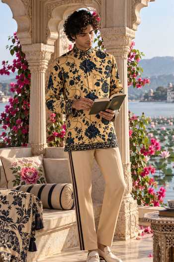 Mr. Ajay Kumar Aakrosh Midnight Floral Print Shirt & Pant Set 