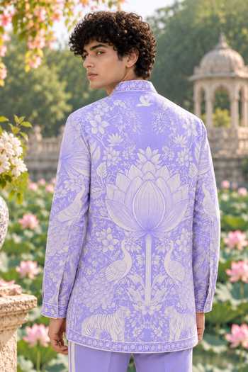 Buy Mr. Ajay Kumar Lavender Cotton Ruhan Printed Shirt And Pant Set Online at Aza Fashions Buy_Mr. Ajay Kumar_Lavender Cotton Ruhan Printed Shirt And Pant Set _Online_at_Aza_Fashions