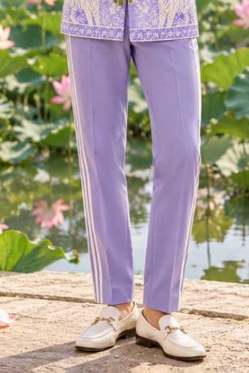 Shop Mr. Ajay Kumar Lavender Cotton Ruhan Printed Shirt And Pant Set Online at Aza Fashions Shop_Mr. Ajay Kumar_Lavender Cotton Ruhan Printed Shirt And Pant Set _Online_at_Aza_Fashions