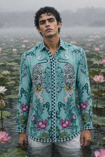 Mr. Ajay Kumar Aavesh Aqua Lotus Tiger Shirt
