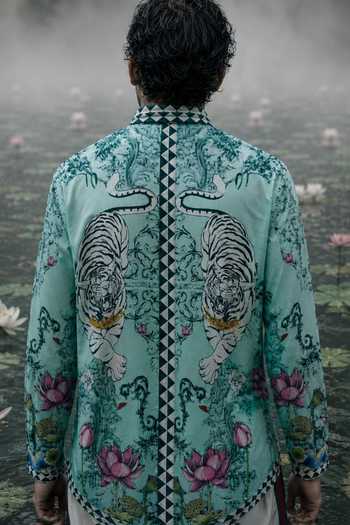 Mr. Ajay Kumar Aavesh Aqua Lotus Tiger Shirt