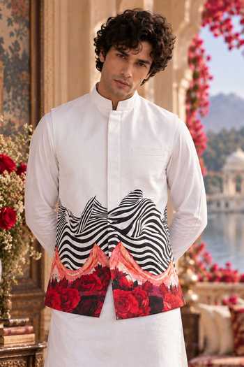 Mr. Ajay Kumar Ojas Rose Print Nehru Jacket