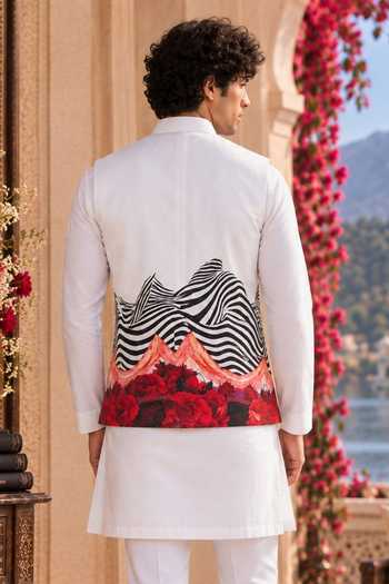 Mr. Ajay Kumar Ojas Rose Print Nehru Jacket
